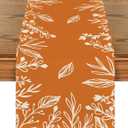 Artoid Mode Orange Floral Fall Table Runner, Seasonal Autumn Kitchen Dining Table Decoration for Home Party Decor 13x72 Inch