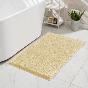 CozeCube Beige Bathroom Rug 24" x 16", Bath mats for Bathroom Non Slip, Ultra Soft Bath Rugs Washable, Plush Microfiber Area Rugs for Bedroom
