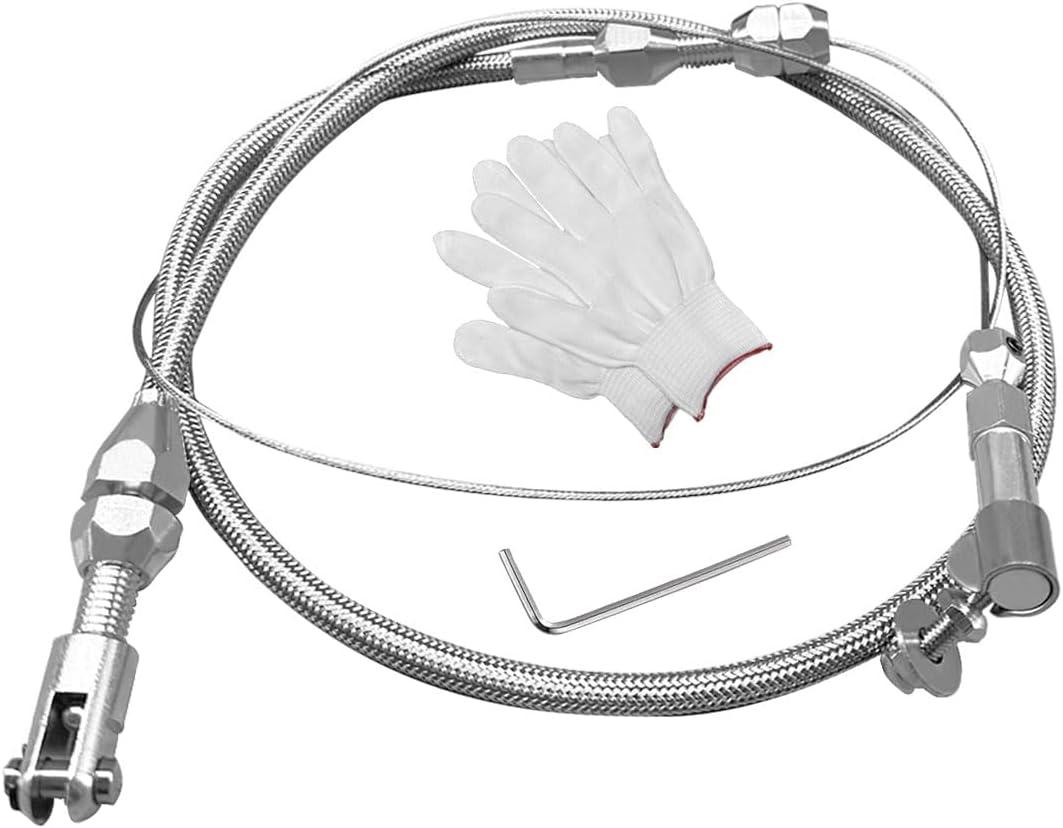 36" Braided Throttle Cable Kit, Universal Accelerator Adjustable Throttle Cables Replacement, Stainless Steel Fuel Line Gas Cable Kit with Aluminum Fitting & Ferrule for Most Vehicles (36 Inch)