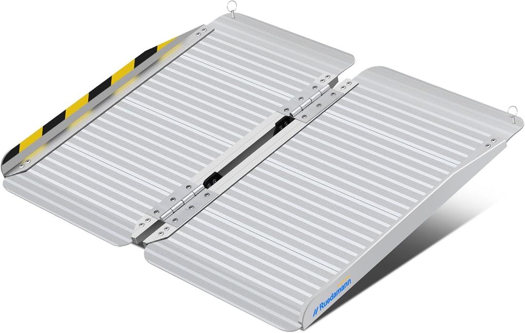Ruedamann 2 Feet Portable Wheelchair Ramp for Doorways, Non-Slip Aluminum Wheelchair Ramp, Folding Ramp for Home Steps, Threshold Ramp for Wheelchairs, Scooters, Steps, Stairs, Walkers, Pets