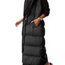 Shanfetl Women's Long Quilted Vest Hooded Maxi Length Sleeveless Puffer Vest Padded Coat Winter Outerwear XL