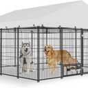 Yafylly 10106 FT Large Outdoor Dog Kennel for Large Dogs - Heavy Duty Dog Kennel Outdoor with Roof, Covered Dog Kennels with Feeding Door and Double Lock (115.4"L x 112.2"W x 74.2"H)
