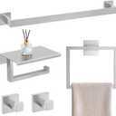 5 Pieces Brushed Nickel Bathroom Accessorie Set 23.6 Inch Towel Bar Set SUS304 Stainless Steel Towel Holder Set for Bathroom,Toilet Paper Holder with Shelf Wall-Mounted Bathroom Hardware Set