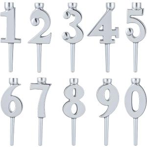 Otoolling 1 Set Number Candle Holder Set Silver Candle Holder Gifts Handmade Recycled Aluminum Toppers for Birthdays Cakes Anniversaries Celebrations