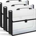 3 Pieces A3 11 x 17 inch Expandable File Folder with Handle Expandable Folders for Documents Snap Closure Black Horizontal Large Clear Organizer Storage for Plots Charts