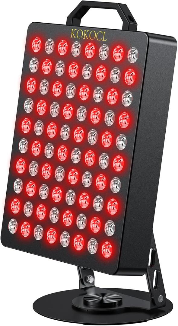 Red Light Therapy for Face and Body, High Power 850nm Near Infrared & 660nm Red Light Panel, 80 LED Lamps, Remote Control with 5 Intensity Levels, 360 Rotating Base