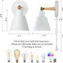 ClanKin Wall Sconces Lighting Set of 2 for Bedroom, White Wooden Style Wall Sconce Reading Lamp, Adjustable Wall Light for Bedroom Hallway Living Room (1, White Plug-in)