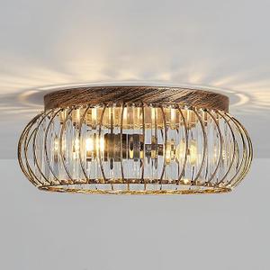 YYJLX Modern Crystal Ceiling Light Oil Rubbed Bronze Flush Mount Ceiling Light Fixture 3 Light Ceiling Chandelier for Hallway Bedroom Bathroom Foyer Living Room Dining Room Kitchen.