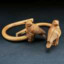Curtain Drapery Holdbacks with Resin Bird, Wall Mount Drapery Hooks Holders, Set of 2, Wood Color, Suitable for Drywall