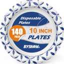 BYSNOW 140 Pack Paper Plates 10 inch, Disposable Heavy Duty Bulk Plates, Soak Proof for Dinner, Party, Birthday and Picnic