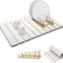 Stone Dish Drying Mats for Kitchen Counter,2416 IN,Foldable Dish Drying Mat,Equipped Dish RackStrong Water AbsorptionDiatomaceous Earth MaterialSuitable for Plates,Cups and Any Kitchen Utensils