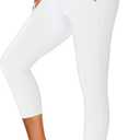 NEW YOUNG Capri Leggings with Pockets for Women High Waisted Leggings Yoga Pants S