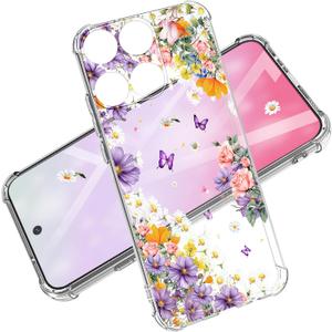 for Moto G Stylus 2025 Case 5G Cute Flowers Floral Design for Girls Women Slim Soft TPU Bumper Shockproof Silicone Cell Phone Cover for Motorola Stylus 6.7 (Purple Sweetheart)