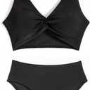 J.E Sterguard Two Piece Swimsuits Teen Bikini Color Block Girls' Swimwear Ribbed Swimsuits Size 8-16