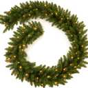 9FT Christmas Garland Pre-lit with 50 Lights, Plug in, for Mantle/Stair/Indoor/Outdoor Xmas Garland Green
