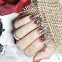 2 x JODSONE Press on Nails Gold Square Cat Eye Handmade 3D Fake Nail Tips Reuseable Fashionable Design Long Lasting Fit Easy to Create Exquisite Fingertips- Medium
