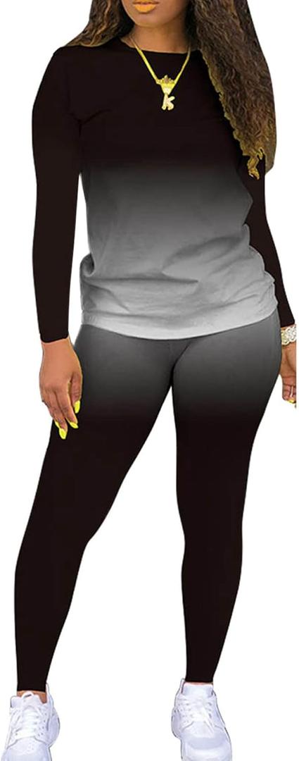 Two Piece Outfits for Women Pants Set Sweatsuit Jogger Sets 2 Piece Outfits Track Suits Lounge Set Long Sleeve (Medium)