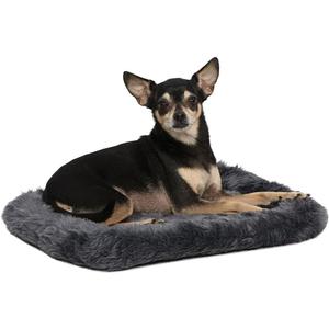 MidWest Homes for Pets QuietTime XXS Dog Bed  Gray Faux Fur Bolster, Ultra-Soft and Machine Washable, Fits 18-Inch Crates and Carriers, for Small Dogs and Cats (Grey)