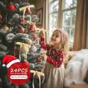 Artmag 24 Pcs Velvet Bows for Christmas Tree Rustic Bows Velvet Christmas Ornaments for Door Garland Wreath Gift Party Holiday Decoration (Width of 5/8",Beige)