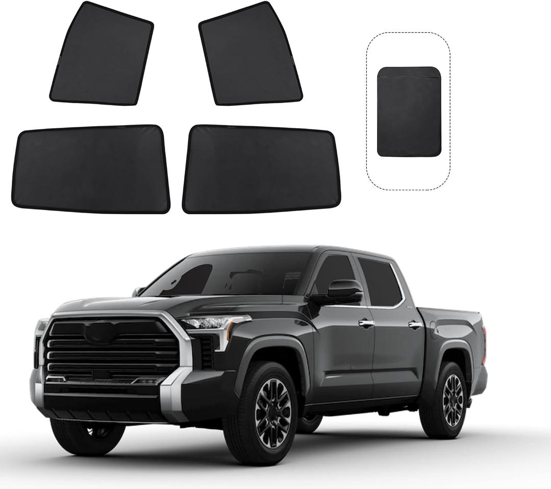 Front Side Half Window Shade Foldable Custom Fit for Toyota Tundra 2022-2024 Car Window Shades for Side Window Sun Shade UV Protection Heat Insulation for Camping Sleeping 4PCS