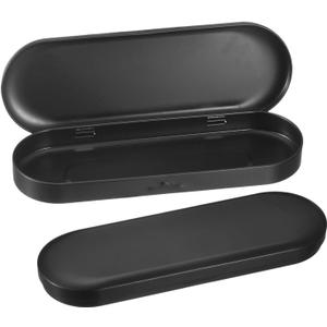 uxcell 2 Pcs Metal Tin Box Container, 6.9x2.4x0.7 Inch Oval Empty Hinged Lid Box Mini Portable Storage Containers for Candy Drawing Pin Crafts, Black