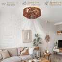 20" Wood Caged Ceiling Fans with Lights, Flush Mount Farmhouse Rustic Ceiling Fan with Light Remote Control, Low Profile with 6 Speeds for Bedroom,Nursery,Living Room, Brown