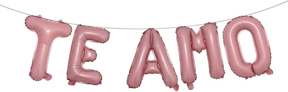 Spanish I Love You TE AMO Decoration Set - Spanish I Love You Letter Balloons Banner Wedding Anniversary Propose Marriage Party Decoration (TE AMO Pink)