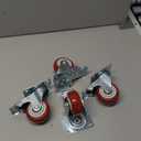 TABKEER 3 Inch Industrial Heavy Duty Swivel Caster Wheels with Brake,Set of 4 Safety Locking Casters,Load 1600lbs,Premium Polyurethane Wheels for Table,Trailer,Saw Table,Stage Toolbox,Bed,Corn Board (Red)