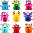 9 Sets Monster Honeycomb Centerpieces Little Monster Birthday Party Table Decorations Monsters Themed Birthday Party Supplies Baby Shower Favors Table Toppers Decor for Kids