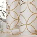 SXZJTEX Gold Foil Print Linen Curtains Metallic Moroccan Cream Semi Sheer Curtains 84 Inches Long for Bedroom Living Room Geometric Pattern Window Treatments,Grommet Top,2 Panels,55" W x 84" L