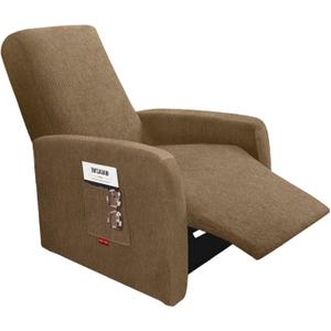 Jcones 3 Pieces Plush Fabric Extra Small Recliner Chair Covers Stretch Recliner Slipcover for Lazy Boy Wide Recliner Chair Washable (Brown)