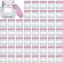 Nuogo 100 Pack 1.5oz Mini Hexagon Glass Jars Bulk for Wedding Small Honey Jars with Lids for Spice Canning Mason Gifts Candy Honey Wedding Party Favors DIY Crafts (Pink)