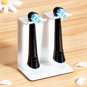 Electric Toothbrush Head Holder, Tooth Brushing Holder, Wall Mounted Toothbrush Holders Shower Bathroom, Self Adhesive or Desktop Tooth Brush Holder Organiser (White, Small)