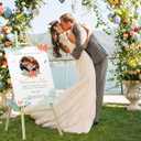 Gold Metal Easel Stand 46.7", Heavy Duty Floor Display Easel, Adjustable 4-Tier with Chain Support, Wedding Welcome Sign Holder, Poster Stand, Easy to Assemble, Assembly Required (1 Pack)