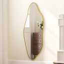 Keonjinn 60x20 Inch Gold Irregular Mirrors for Wall, Full Length Mirror