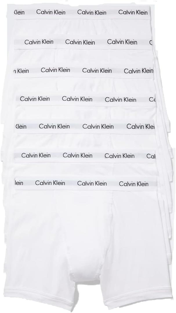 Calvin Klein Men's Underwear Cotton Stretch 7-Pack Boxer Brief, 7 White, XL