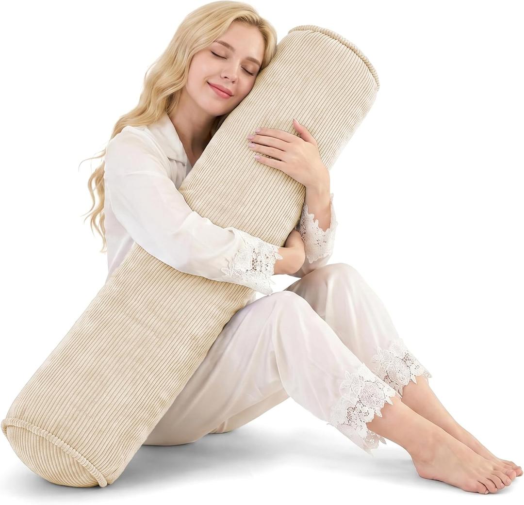 YZ HOME Round Body Pillow, Long Pillow for Bed, 39x8 Inch
Long Bolster Pillow with Shredded Memory Foam, Firm Support for Side Sleepers, Removable Washable Cover, Beige