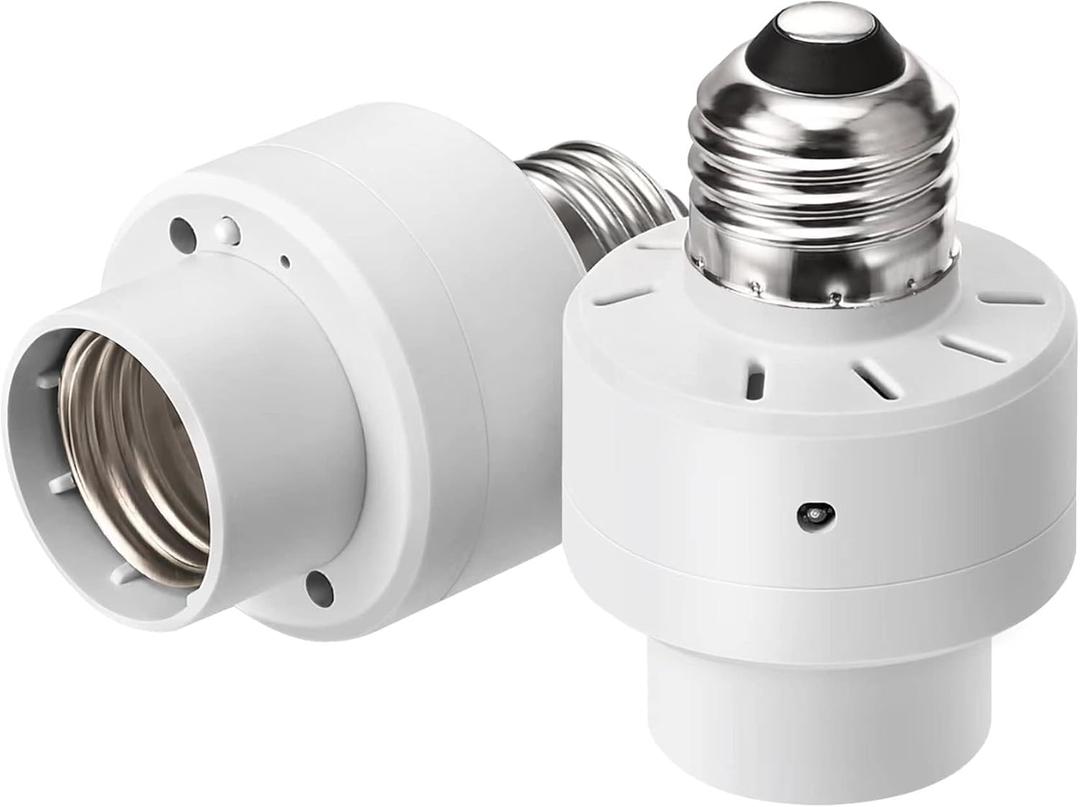 DEWENWILS Dusk to Dawn Light Bulb Sockets, E26 Light Sensor Socket with Timer, Light Socket Indoor/Outdoor for Porch Garage Garden Patio Waterpoof Lights, 2 Pack, ETL Listed