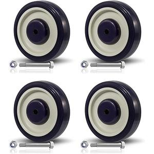 4 Pack Shopping Cart Replacement Wheels Kit 5-inch Diameter Wheels with Axles Bolt, Polyurethane Stepped and Full Tread Face w/Double Ball Bearing Shopping Cart Wheel (Black) 4 Pack Shopping Cart Replacement Wheels Kit 5-inch Diameter Wheels with Axles Bolt, Polyurethane Stepped and Full Tread Face w/Double Ball Bearing Shopping Cart Wheel (Black)