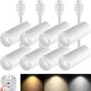 LED Track Lighting Heads, 20W H Track Lighting Heads, 3 Color Temperature Dimmable H Track Light Heads White Fixtures for Accent Task Art, Ceiling Track Spotlight CRI90+ 24 Pack of 8