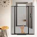 51.18" Extra Tall Cat Gate for Doorway,29.5"- 48.4" Wide Auto Close Tall Pet Gate No Drilling Pressure Mounted for Hallway Kitchen,Black
