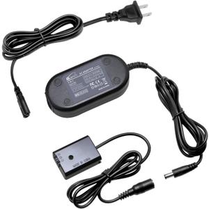 Glorich AC-PW20 AC Power Adapter NP-FW50 Dummy Battery Compatible with Cameras Sony Alpha ZV-E10 A7 A7R A7S A7II A7RII A7SII A6500 A6400 A6300 A6100 A6000 A5100 A5000 RX10 II III IV NEX-3 NEX-5 NEX-7