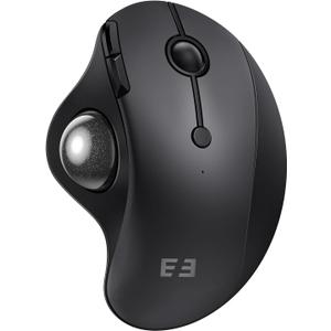 seenda Wireless Trackball Mouse, Ergonomic Bluetooth Rollerball Mouse Rechargeable, 3 Device Connection Optical Mice Adjustable DPI Thumb Control Mice Compatible for PC/Laptop/Windows/Mac - Black
