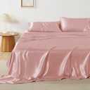 Bedsure Satin Sheets King Size - 4 Piece Silky Bedsheets with 15 Inches Deep Pocket Fitted Bedsheet,1 Flat Sheet, 2 Satin Pillowcases, Good for Hair & Skin (King, Blush Pink)
