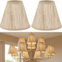 Glooglitter 2 Pcs Clip on Lamps Shade Boho Small Natural Straw Lampshade 3" Top x 6" Bottom x 5-1/4" Slant Height Farmhouse Boho Lamp Shade for Chandelier Light Pendant Floor Table Lamps Decor