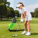 1GoTo-G 6 Pieces Kids Golf Clubs Set - Youth Golf Clubs Junior Set for Boys Girls Includes Stand Bag, 1# Driver, 7/8#, 9/P# Irons and Putter, Green – Ages 6-8 – Right Hand