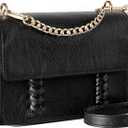 Crossbody Purse for Women Vegan Leather Wallet Shoulder Bag Classic Braided Crossbody Bag with Adjustable Strap (Black)