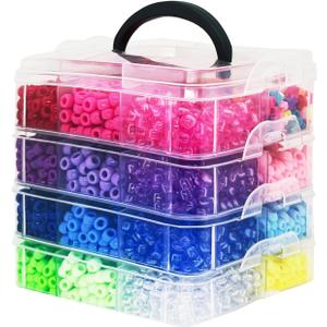 4300 Pcs Pony Beads, Multi-Colored Rainbow Beading Supplies for Crafts and Friendship Bracelets Jewelry Making, 24 Assorted Colors Beads for Hair Braids (Boxed) 