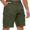 TRFIC Mens Cargo Shorts 10" Inseam Casual Stretch Shorts with 6 Pockets Button Closure for Summer Work Outdoor Army Green
