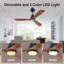 Obabala 52 Inch Ceiling Fans with Lights and Remote Control-Outdoor Ceiling Fan Walnut Wood 3 Blade for Bedroom Living Room Indoor Farmhouse Patio, Reversible Noiseless DC Motor